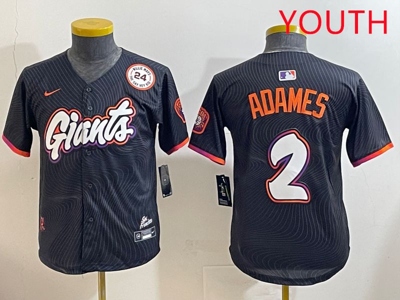 Youth San Francisco Giants 2 Adames Black Joint Name 2025 Nike MLB Jersey style 10